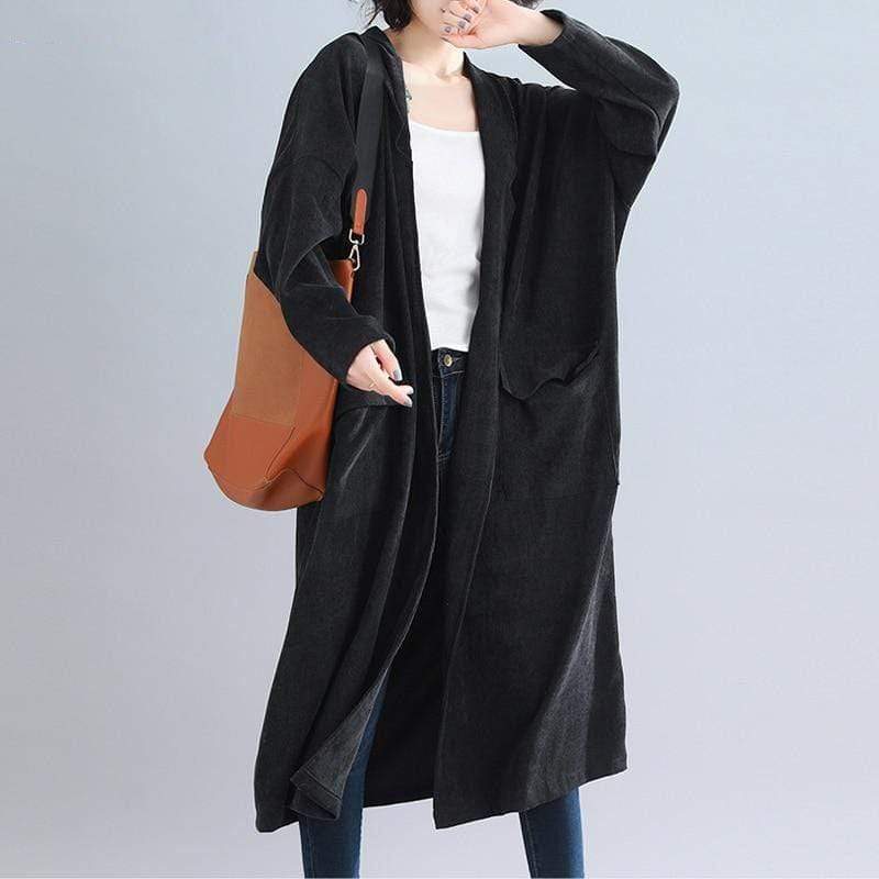 cambioprcaribe Black / One Size Oversized Corduroy Coat