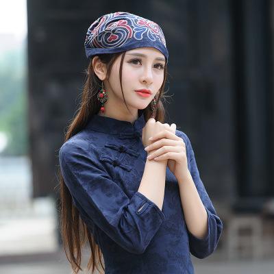 cambioprcaribe Blue Embroidered Hippie Bandana Hat
