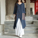 cambioprcaribe blue / One Size Chinese Style Draped Linen Shirt  | Zen