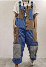 cambioprcaribe Blue / One Size Patchwork Oversized Denim Overall