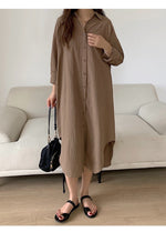 cambioprcaribe Brown / S Plus Size Loose Shirt Dress