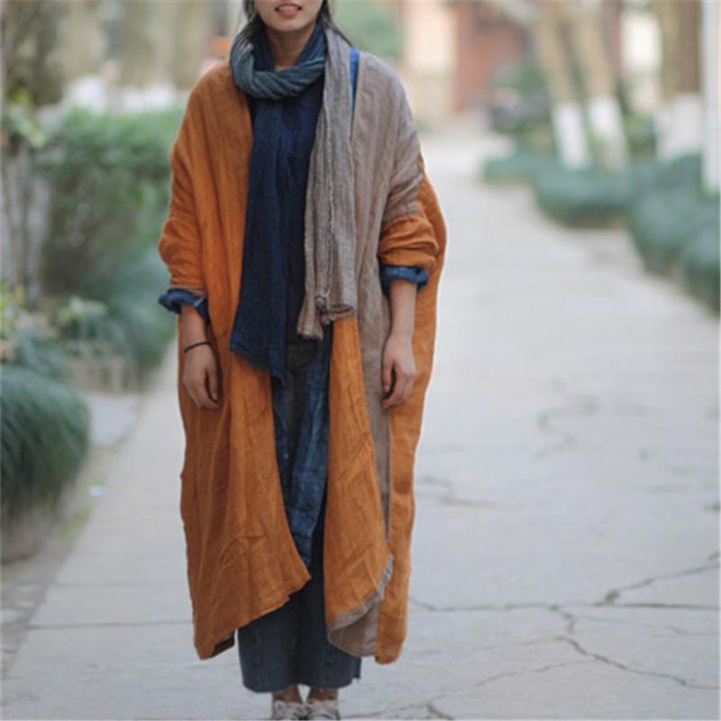 cambioprcaribe Cardigans Linen Patchwork Long Cardigan | Lotus