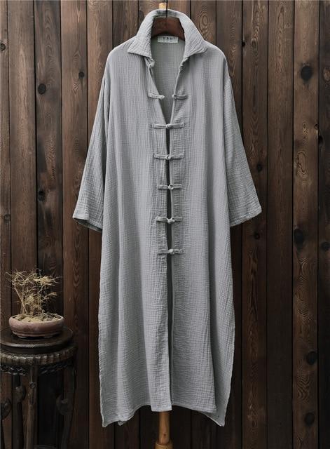 cambioprcaribe Chinese Style Cotton Linen Trench Coat  | Zen