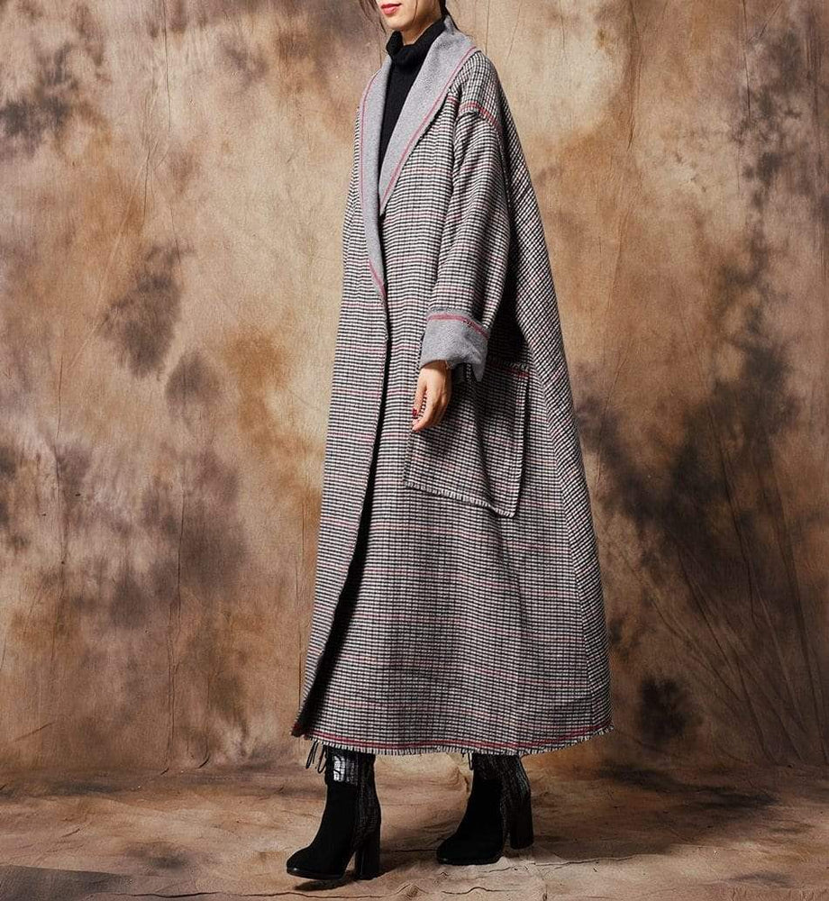 Vintage Chic Plaid Wool Coat