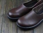cambioprcaribe Dark Brown / 6 Genuine Leather Round Toe Flats