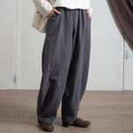 cambioprcaribe Dark Grey / One Size Japanese Zen Cotton Linen Palazzo Pants  | Zen