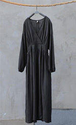 cambioprcaribe Dress Black / One Size Empire Waist Cotton Linen Casual Dress  | Zen