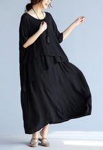 cambioprcaribe Dress Black / One Size Layered Asymmetrical Hippie Dress  | Zen