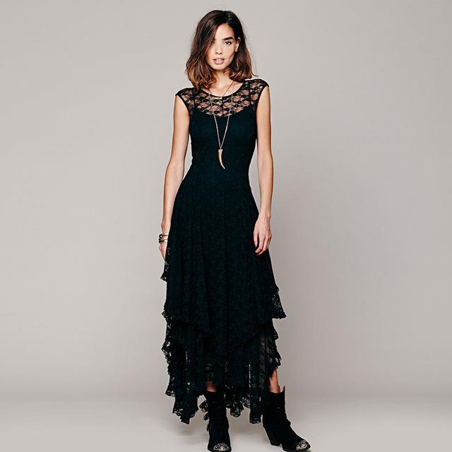 cambioprcaribe Dress Black / XL Layered Irregular Lace Bohemian Dresses