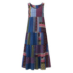 cambioprcaribe Dress Blue / 3XL Loose Patchwork Print Sleeveless Hippie Dress