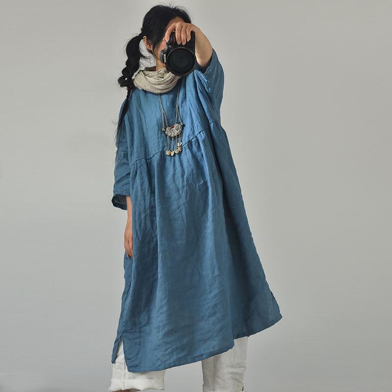 cambioprcaribe Dress Blue / One Size Oversized Pleated Zen Robe
