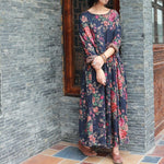 cambioprcaribe Dress Blue / One Size Vintage Floral Cotton Maxi Dress | Lotus