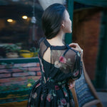 cambioprcaribe Dress Boho Chic Black Floral Chiffon Maxi Dress | Mandala