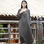 cambioprcaribe Dress Dark Grey / One Size Casual Zen Oversized Cotton Dress  | Zen