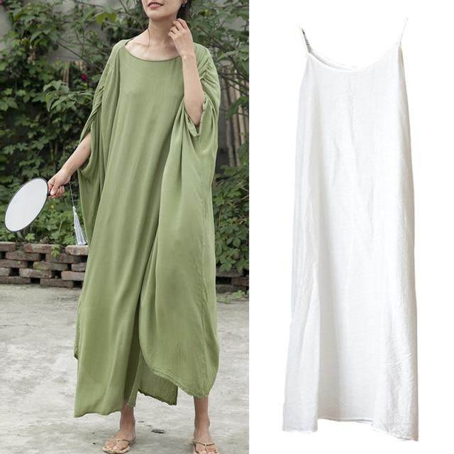 cambioprcaribe Dress Dress with Cami / One Size Zen Casual Cotton Robe | Lotus