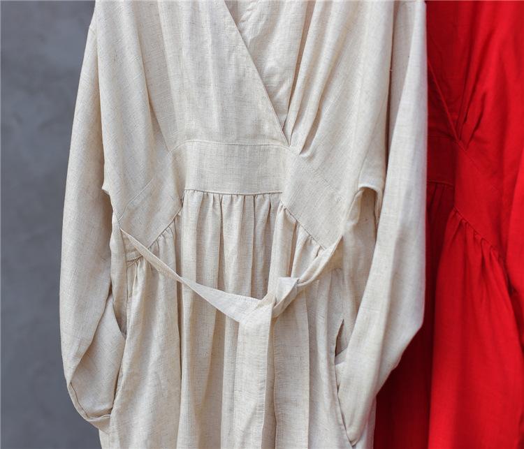 cambioprcaribe Dress Empire Waist Cotton Linen Casual Dress  | Zen