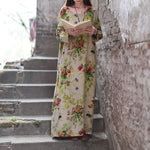 cambioprcaribe Dress Gray / L Oversized Floral Maxi Dress | Zen