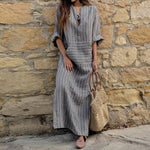 cambioprcaribe Dress Gray / M Striped Oversized Maxi Dress  | Zen