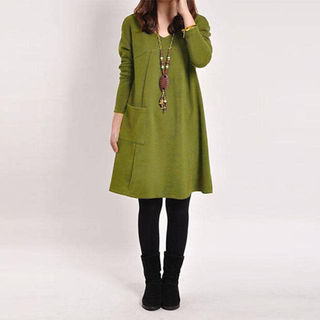 cambioprcaribe Dress Green / S Long Sleeve V Neck Dress