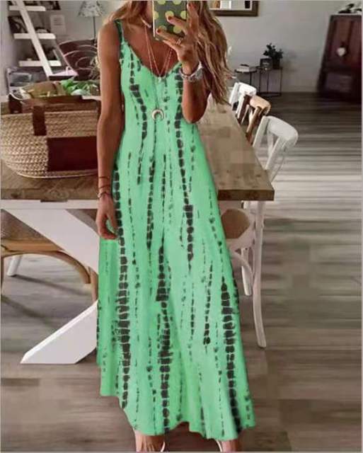 cambioprcaribe Dress green / XXXL Boho Chic Tie-Dye Beach Dress