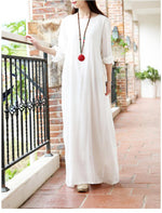 Hippie at Heart Cotton Linen White Maxi Dress  | Zen