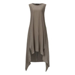 cambioprcaribe Dress Khaki / XXXL Asymmetrical Sleeveless Midi Dress