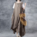 cambioprcaribe Dress Khaki / XXXL Asymmetrical Sleeveless Midi Dress