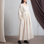 cambioprcaribe Dress Linen / One Size Empire Waist Cotton Linen Casual Dress  | Zen