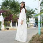 cambioprcaribe Dress M / White Hippie at Heart Cotton Linen White Maxi Dress  | Zen