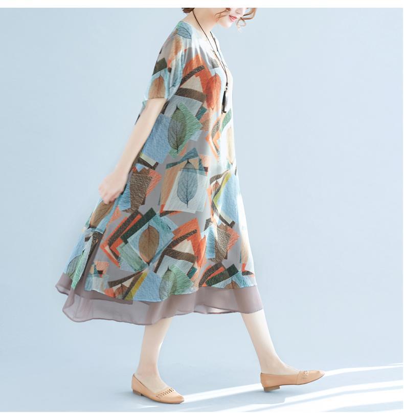 cambioprcaribe Dress One Size / Multicolor Canadian Autumn Flowy Chiffon Dress