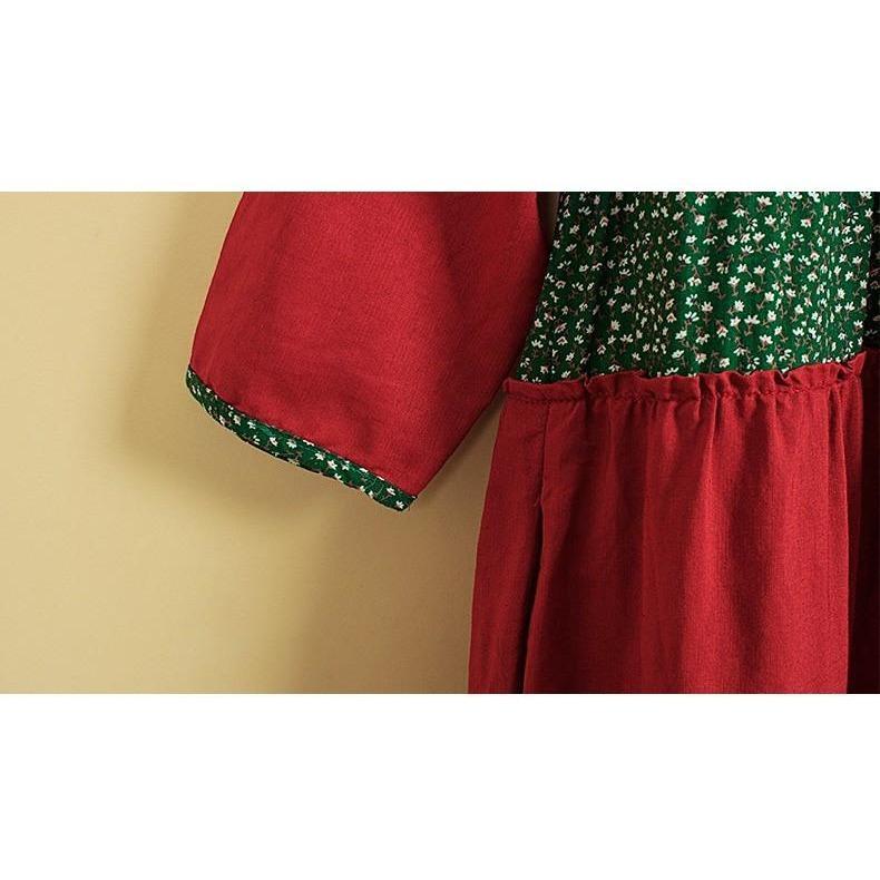 cambioprcaribe Dress One Size / Red Red and Green Franfreluche Bohemian Hippie Dress