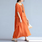 cambioprcaribe Dress Orange / One Size Layered Asymmetrical Hippie Dress  | Zen