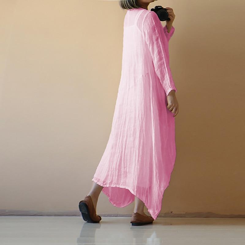 cambioprcaribe Dress Pink / S Pure Color Shana Loose Midi Long Dress | Zen
