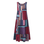 cambioprcaribe Dress Red / 3XL Loose Patchwork Print Sleeveless Hippie Dress