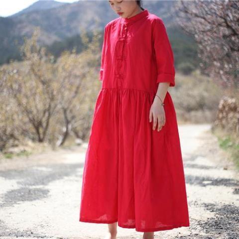 cambioprcaribe Dress Red / One Size Oversized Linen Midi Dress  | Zen