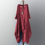 cambioprcaribe Dress Red / XXL Casual Long Sleeve Asymmetrical Shirt Dress