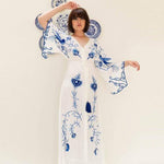 cambioprcaribe Dress White & Blue / L Higher Consciousness  Boho Maxi Dress