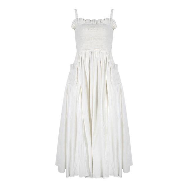 cambioprcaribe Dress White / M Draped Pleated Maxi Dress | Millennials