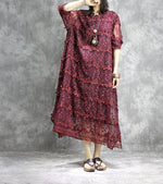cambioprcaribe Dress Wine red / One Size Asymmetrical Lace Midi Dress