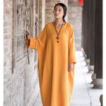 cambioprcaribe Dress Yellow / One Size Casual Zen Oversized Cotton Dress  | Zen