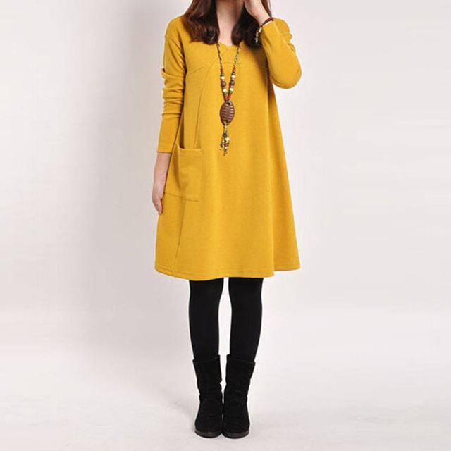 cambioprcaribe Dress Yellow / S Long Sleeve V Neck Dress