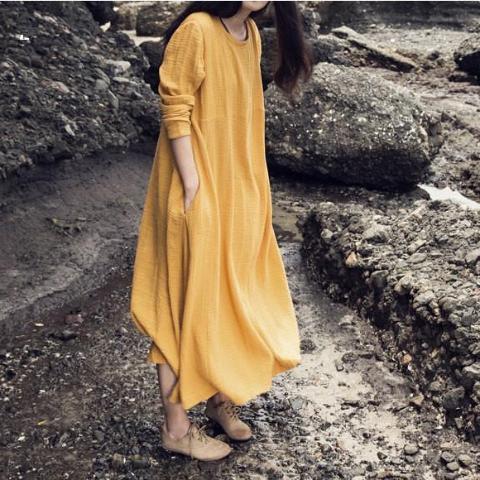 cambioprcaribe Dress Yellow / S Zen Casual Plus Size Linen Dress | Zen
