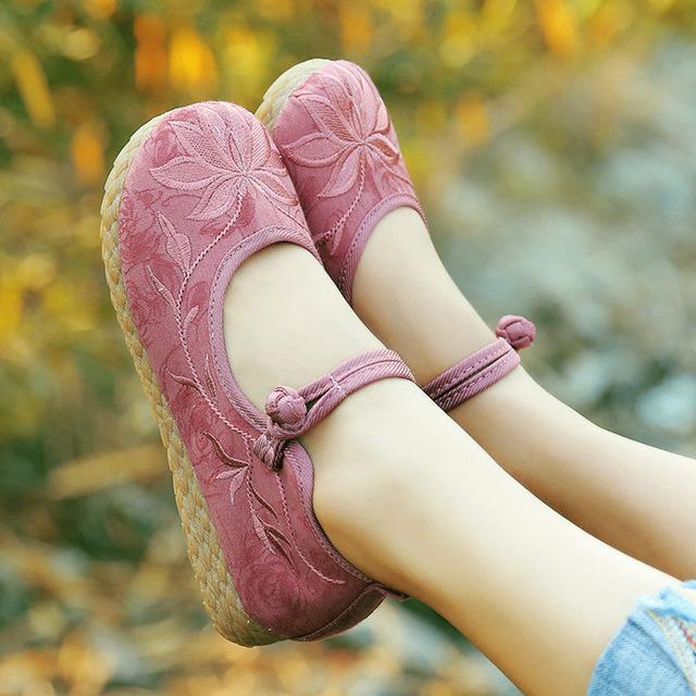 Pink Cotton & Linen Shoes