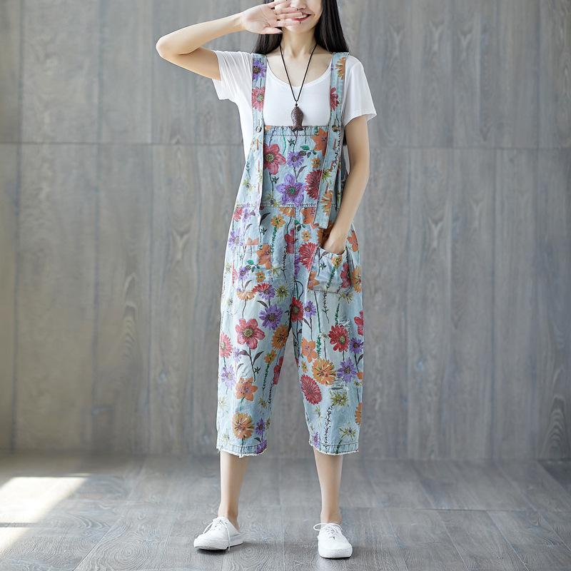 cambioprcaribe Floral Denim Overall