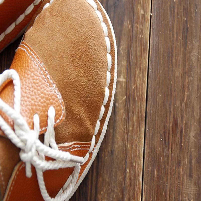 cambioprcaribe Genuine Leather Handmade Round Toe Flats