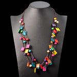 cambioprcaribe Geometric Colourful Wooden Statement Necklace