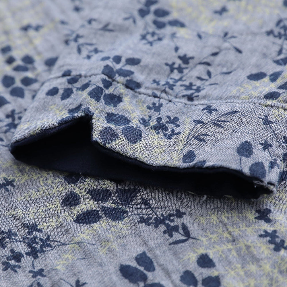 cambioprcaribe Gray & Blue / One Size Chinese Porcelain Floral Linen Shirt