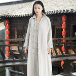 cambioprcaribe Gray / One Size Chinese Style Cotton Linen Trench Coat  | Zen