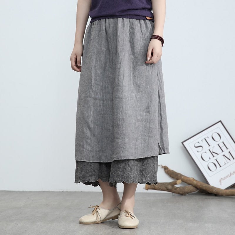 cambioprcaribe Gray / One Size Split Side Palazzo Skirt Pants