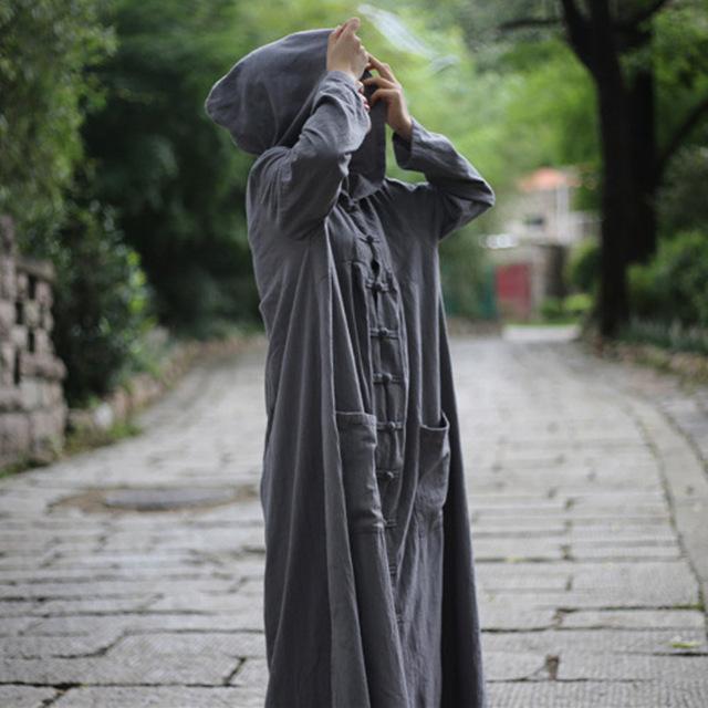 cambioprcaribe Gray / One Size Vivid Linen Hooded Trench Coat | Zen